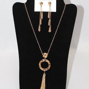Nine West Golden Necklace & Earrings Leopard Print